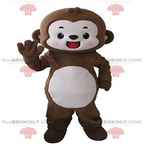 SPOTSOUND Very smiling brown and white monkey REDBROKOLY Mascot