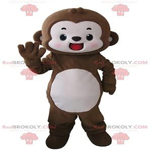 SPOTSOUND Very smiling brown and white monkey REDBROKOLY Mascot