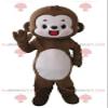 SPOTSOUND Very smiling brown and white monkey REDBROKOLY Mascot