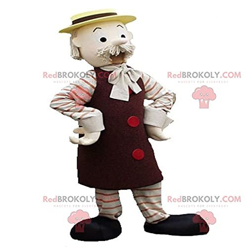 SPOTSOUND REDBROKOLY Mascot mustached old man with a yellow hat