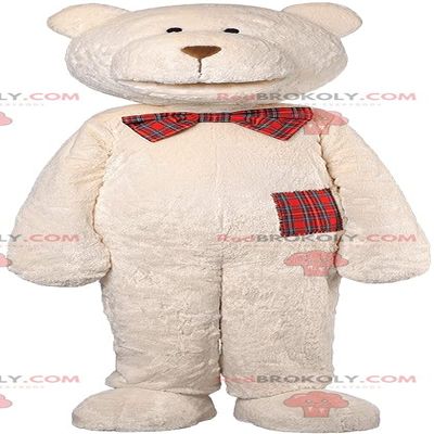 SPOTSOUND REDBROKOLY Mascot beige bear and Scottish knot