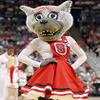 SPOTSOUND Gray wolf REDBROKOLY Mascot with a red dress