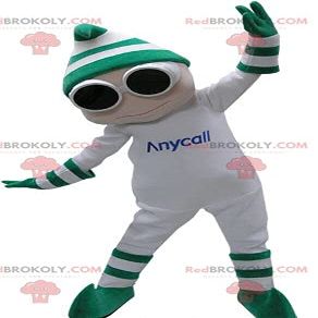 SPOTSOUND White snowman REDBROKOLY Mascot with glasses and a cap