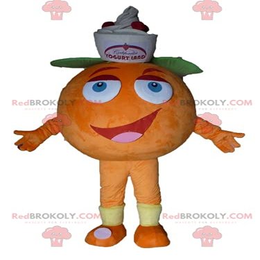 SPOTSOUND Giant orange REDBROKOLY Mascot. Fruity dessert REDBROKOLY Mascot