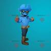 Blue snowman REDBROKOLY Mascot dressed as a cowboy view 1
