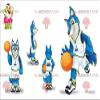 SPOTSOUND Wolf REDBROKOLY Mascot dressed as a basketball player. Blue wolf