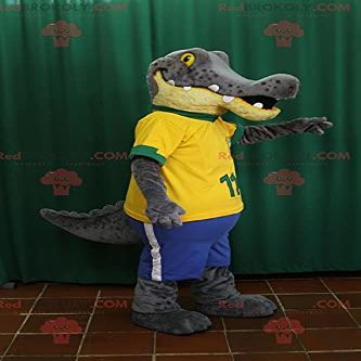 SPOTSOUND Gray and yellow alligator crocodile REDBROKOLY Mascot