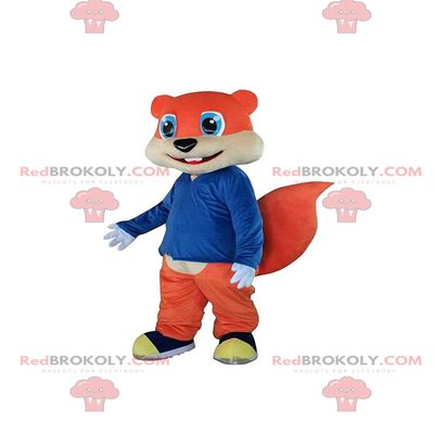 SPOTSOUND Orange squirrel REDBROKOLY Mascot with beautiful blue eyes