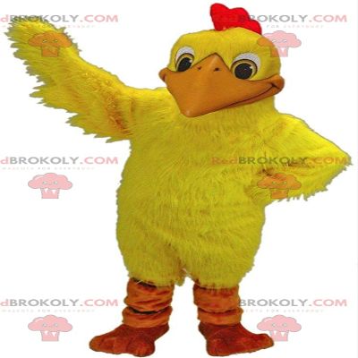 SPOTSOUND REDBROKOLY Mascot yellow chicken, hen costume, giant rooster