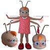 SPOTSOUND Female insect REDBROKOLY Mascot with 4 arms with antennae view 1