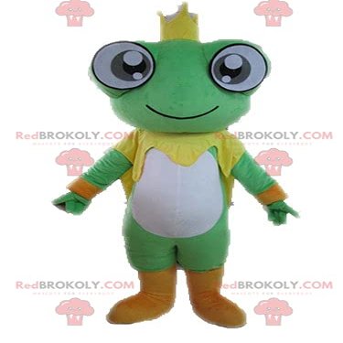 SPOTSOUND Giant frog REDBROKOLY Mascot. King REDBROKOLY Mascot