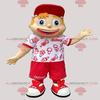 SPOTSOUND REDBROKOLY Mascot young boy in red and white vacationer outfit view 1