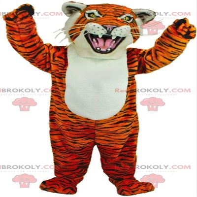 SPOTSOUND Orange, white and black fierce tiger REDBROKOLY Mascot, feline costume