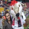 SPOTSOUND White beige and red dog REDBROKOLY Mascot in sportswear view 1