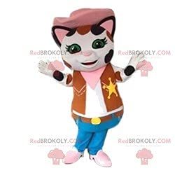 SPOTSOUND Cat REDBROKOLY Mascot in sheriff outfit. Pussy costume