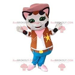 SPOTSOUND Cat REDBROKOLY Mascot in sheriff outfit. Pussy costume