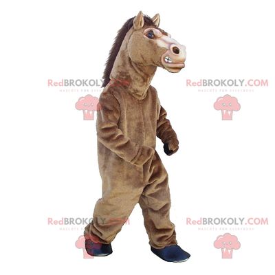 SPOTSOUND Brown horse REDBROKOLY Mascot, realistic big horse costume