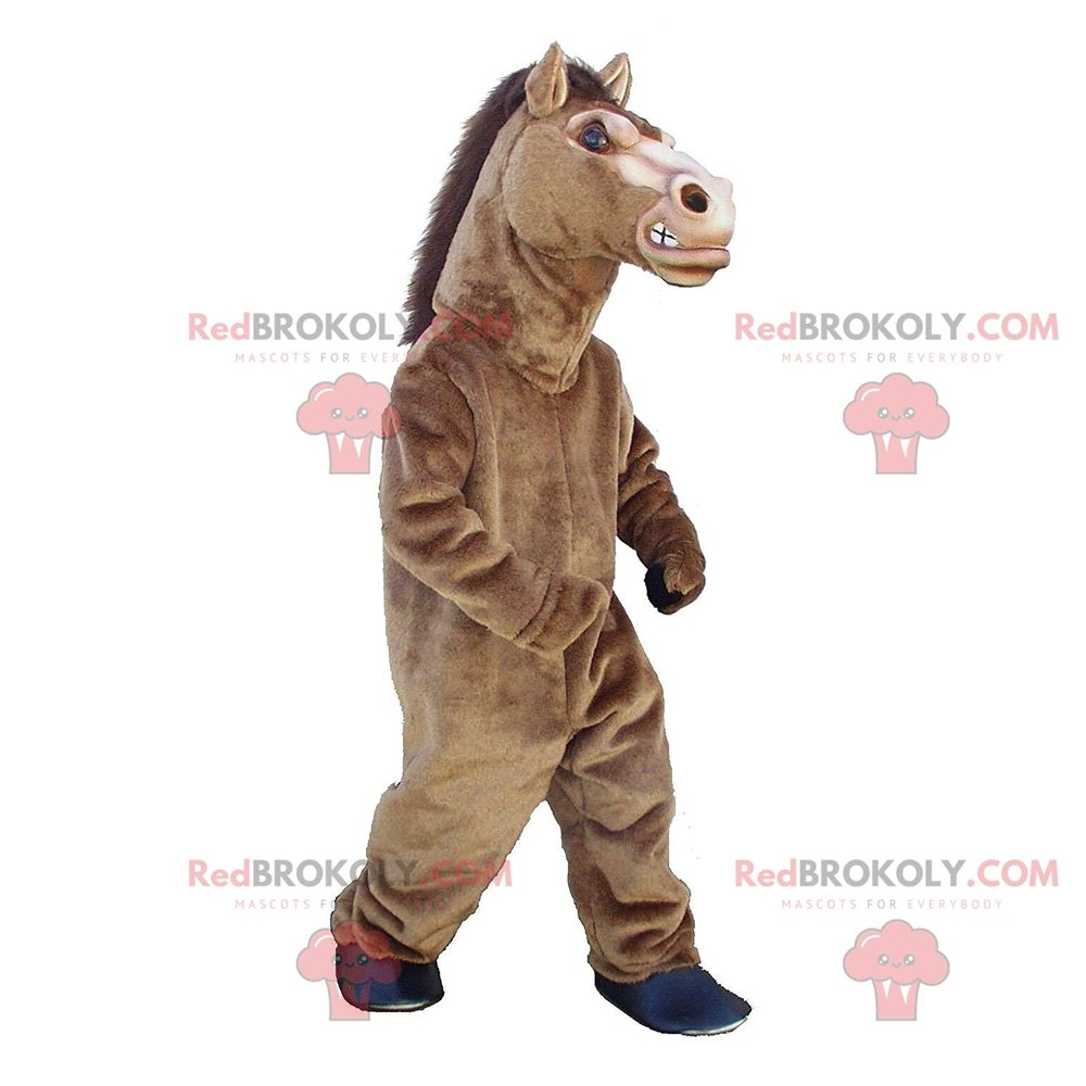 SPOTSOUND Brown horse REDBROKOLY Mascot, realistic big horse costume