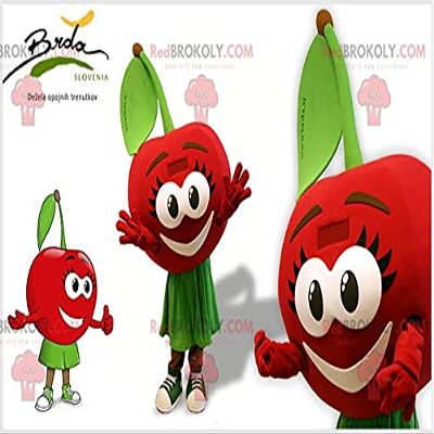 SPOTSOUND REDBROKOLY Mascot red and green cherry with big eyes