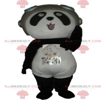 SPOTSOUND Panda REDBROKOLY Mascot in aviator outfit, bear costume