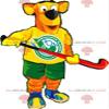 SPOTSOUND Orange and yellow dog REDBROKOLY Mascot in hockey gear