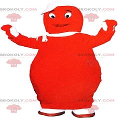SPOTSOUND Red Barbapapa REDBROKOLY Mascot. Giant bowling REDBROKOLY Mascot