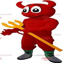 SPOTSOUND Red devil REDBROKOLY Mascot with a yellow pitchfork