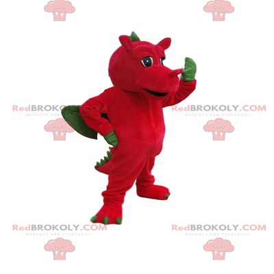 SPOTSOUND Red dragon REDBROKOLY Mascot with green wings. Dragon costume