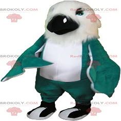 SPOTSOUND Giant white and green bird parrot REDBROKOLY Mascot