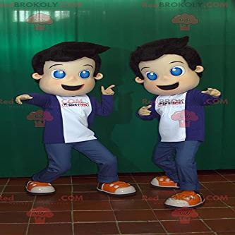 SPOTSOUND 2 REDBROKOLY Mascots of boys with blue eyes. Children's REDBROKOLY Mascots