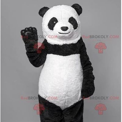 SPOTSOUND Black and white bear panda REDBROKOLY Mascot. Bear costume