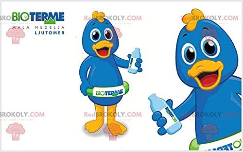 SPOTSOUND Blue and yellow duck REDBROKOLY Mascot with a buoy
