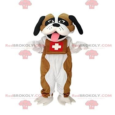 SPOTSOUND REDBROKOLY Mascot of Saint Bernard. Costume of Saint Bernard.