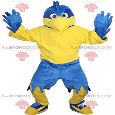 SPOTSOUND Blue and yellow eagle REDBROKOLY Mascot, giant blue bird costume