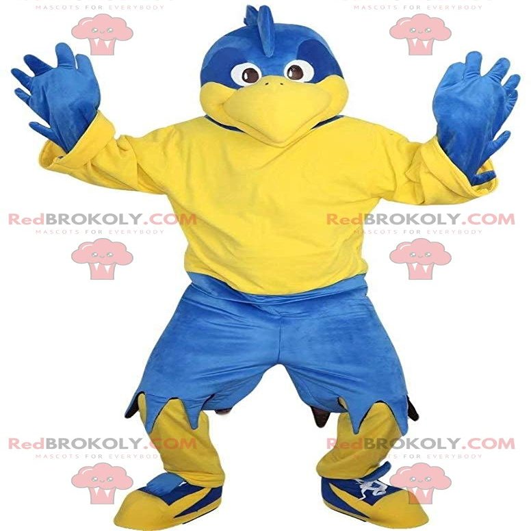 SPOTSOUND Blue and yellow eagle REDBROKOLY Mascot, giant blue bird costume