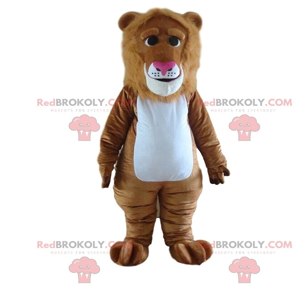 Brown lion REDBROKOLY Mascot, lion costume, feline disguise