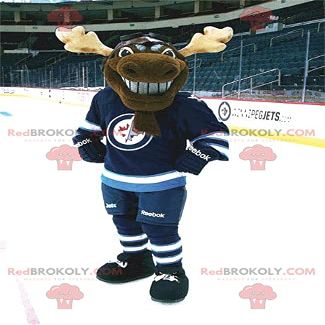 SPOTSOUND Caribou brown reindeer REDBROKOLY Mascot in hockey gear