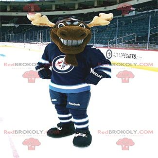 SPOTSOUND Caribou brown reindeer REDBROKOLY Mascot in hockey gear