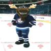 SPOTSOUND Caribou brown reindeer REDBROKOLY Mascot in hockey gear view 1