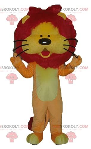 SPOTSOUND Orange yellow and red lion REDBROKOLY Mascot with a pretty mane