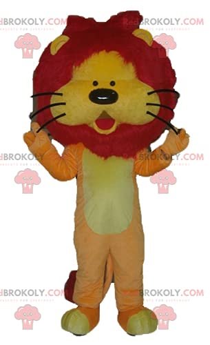 SPOTSOUND Orange yellow and red lion REDBROKOLY Mascot with a pretty mane