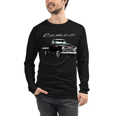 1958 Chevy Cameo 3100 Apache Truck Advanced Design Antique Pickup Unisex Long Sleeve Tee