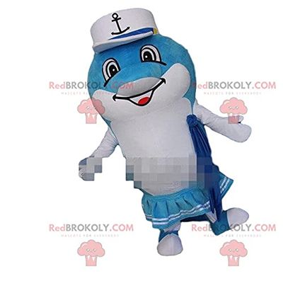SPOTSOUND Dolphin REDBROKOLY Mascot, dolphin costume, female REDBROKOLY Mascot