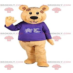 SPOTSOUND Brown bear REDBROKOLY Mascot with a blue jersey. Bear costume