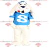 SPOTSOUND White dog REDBROKOLY Mascot with a turquoise jersey view 1