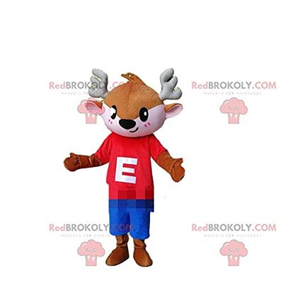 SPOTSOUND Reindeer REDBROKOLY Mascot, small caribou costume, reindeer costume