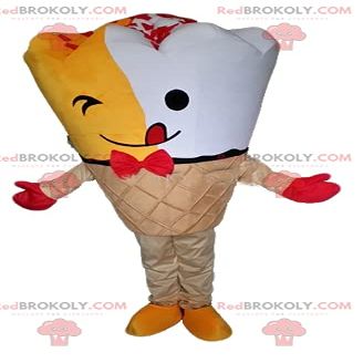 SPOTSOUND REDBROKOLY Mascot giant yellow and white ice cream cone