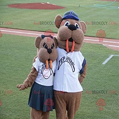 SPOTSOUND 2 REDBROKOLY Mascots of brown beavers with big teeth