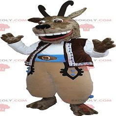 SPOTSOUND Brown ibex goat REDBROKOLY Mascot with large horns