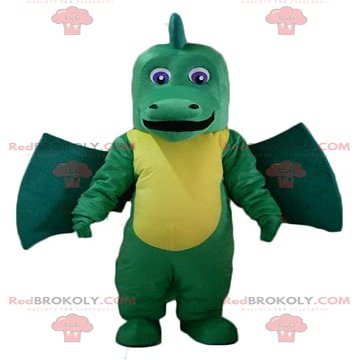 SPOTSOUND Giant and impressive green and yellow dragon REDBROKOLY Mascot
